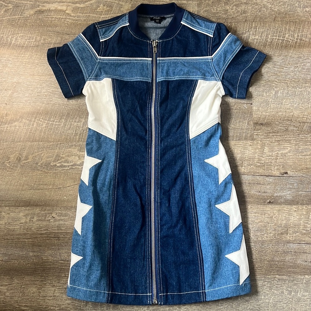 Nasty Gal Blue and White Star Mini Dress